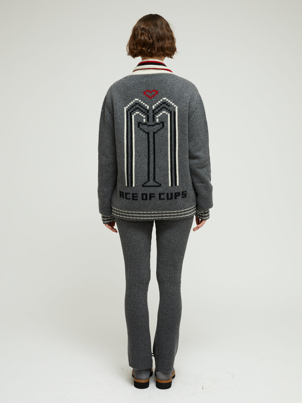 ACE OF CUP GREY CARDIGAN