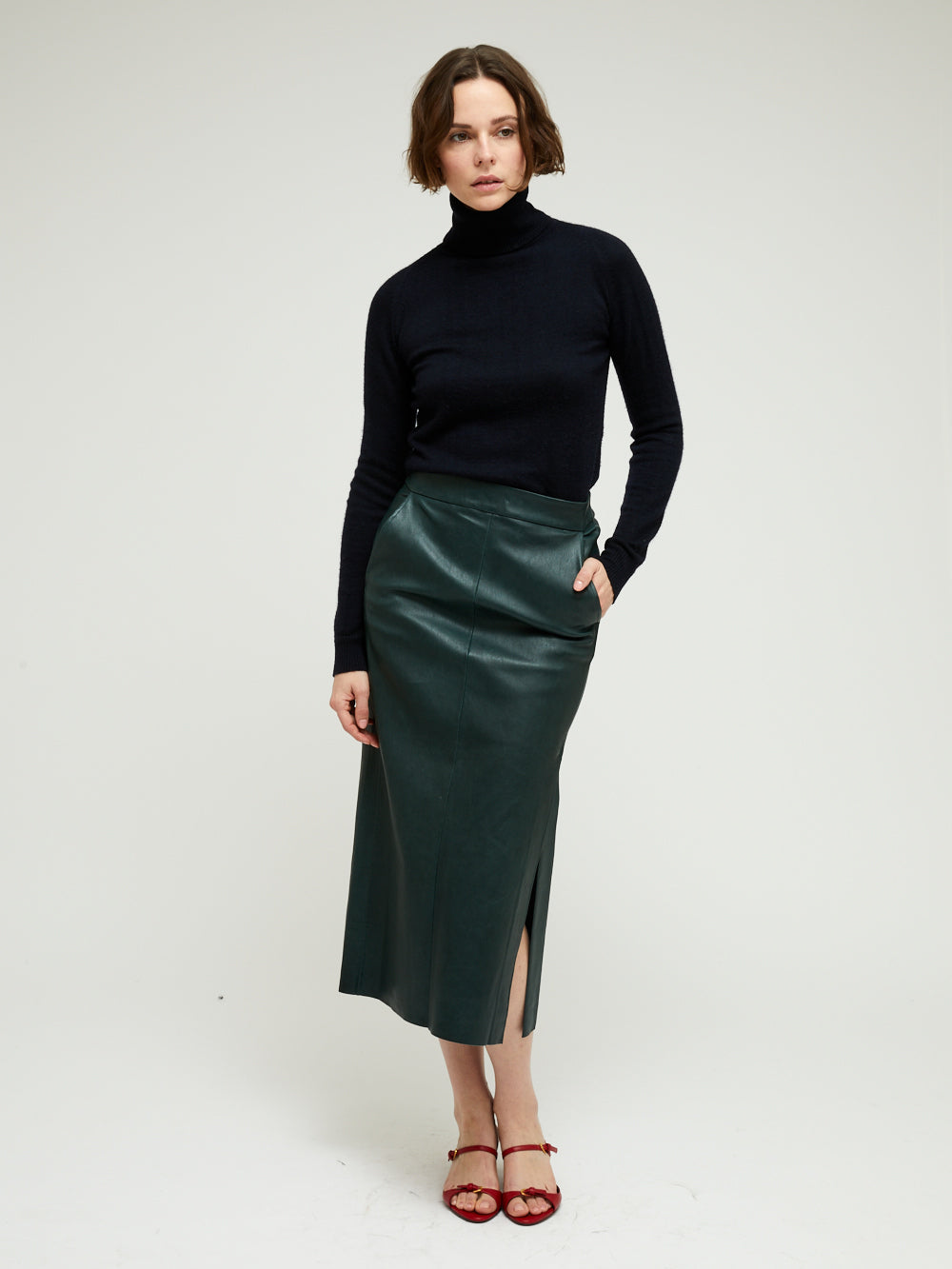 TAYLOR LAMBSKIN BOTTLE DIP SKIRT