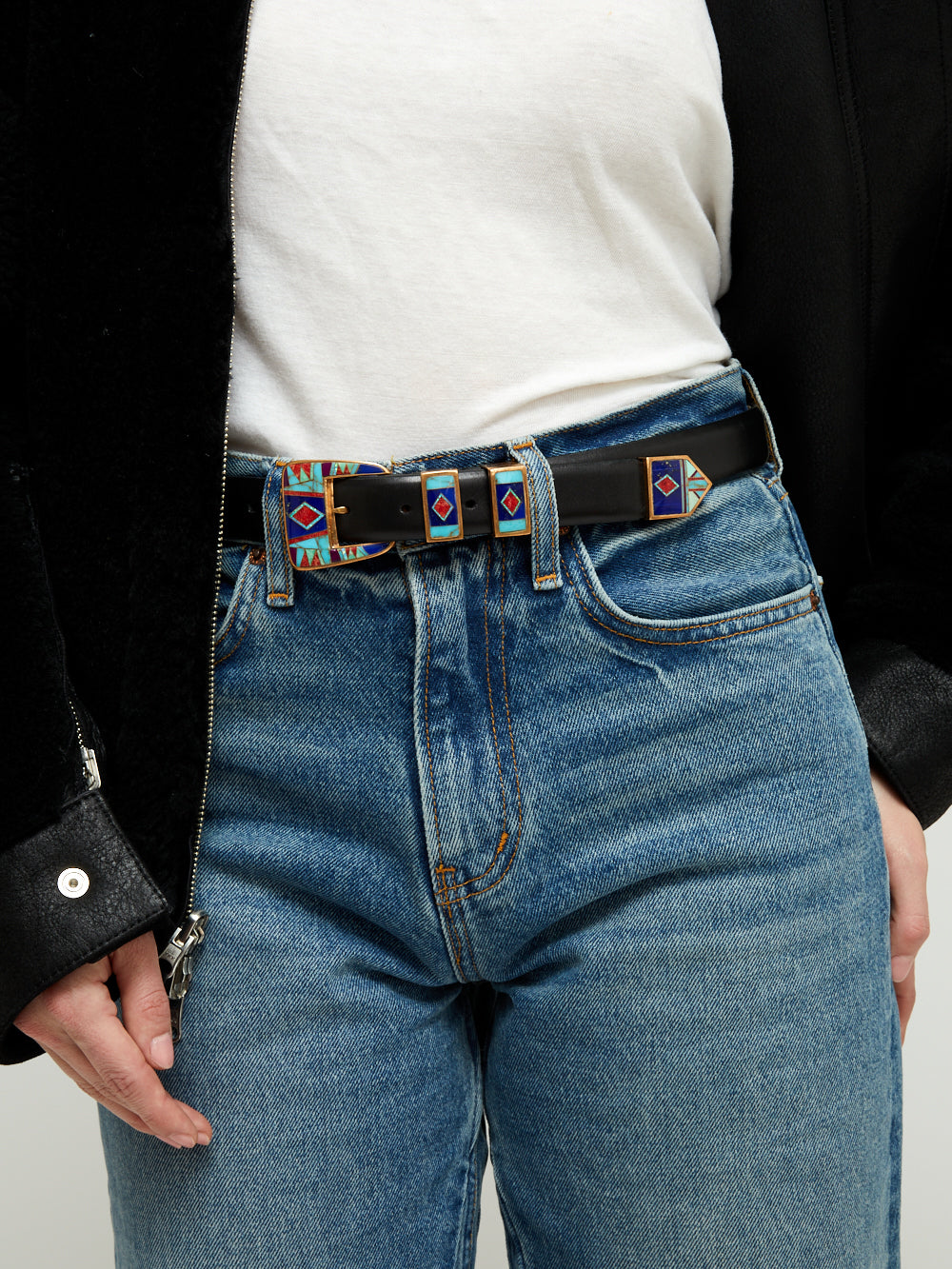 CEINTURE NOIRE BOUCLE VINTAGE