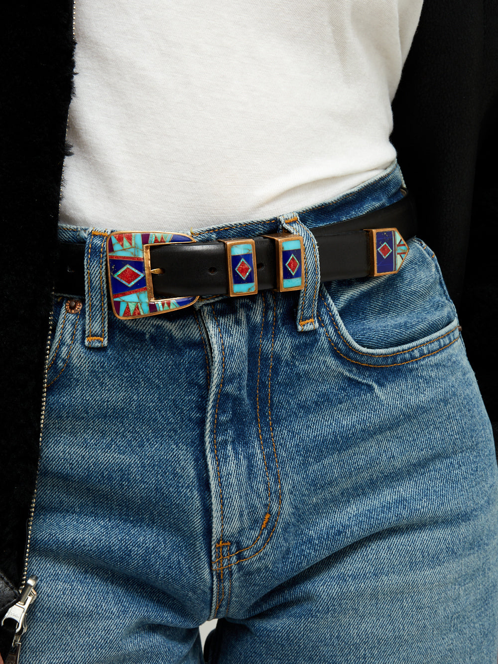 CEINTURE NOIRE BOUCLE VINTAGE