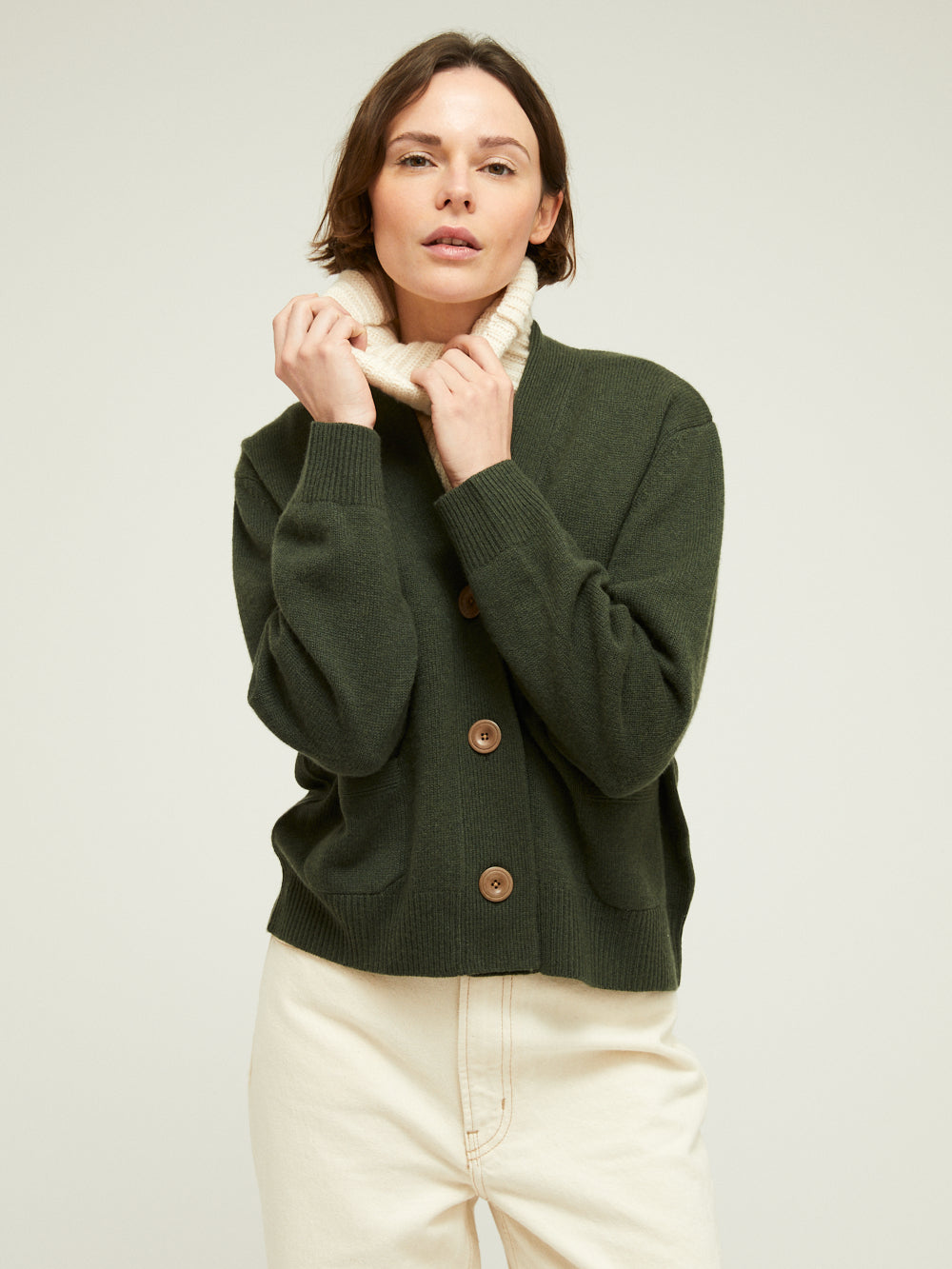 CARDIGAN LOU MILITARY GREEN