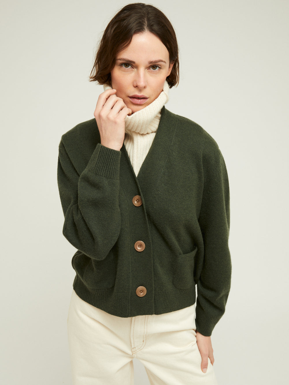 CARDIGAN LOU MILITARY GREEN