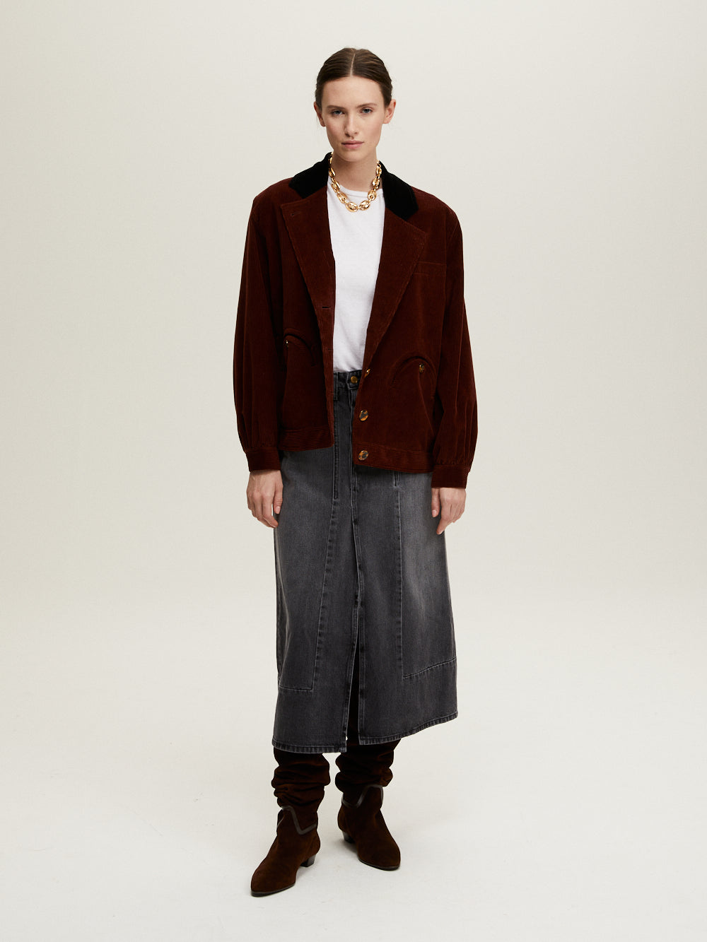 BOMBER CLEO VELOURS PRUNE