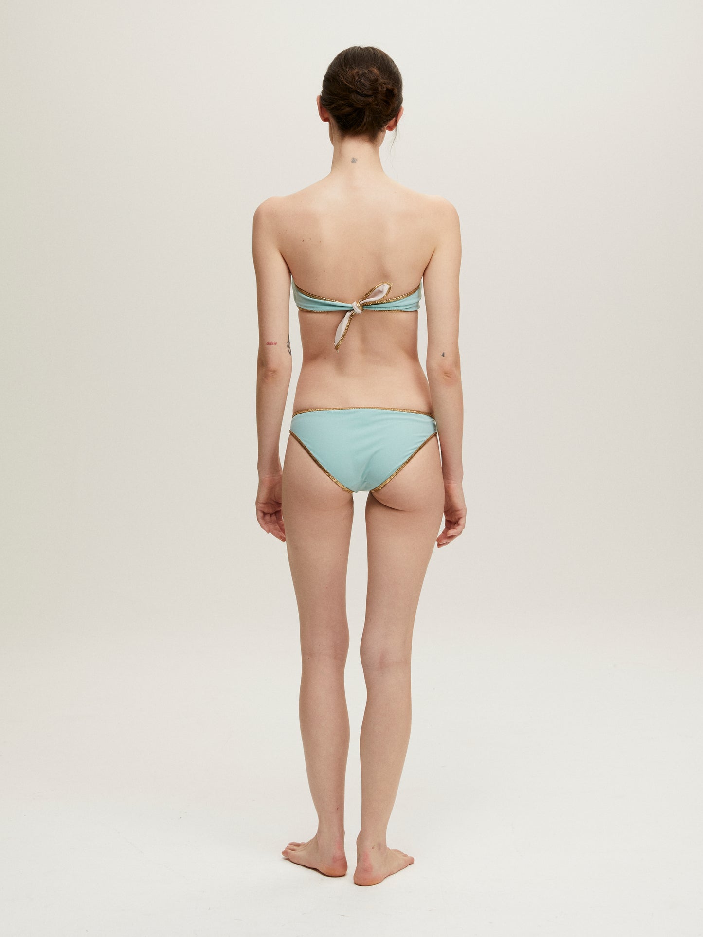 HAMPTON BANDEAU TURQUOISE & PALE PINK SWIMSUIT