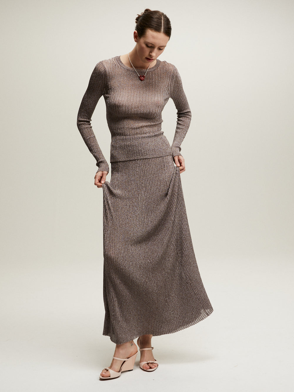 RENAE PEWTER KNIT SKIRT