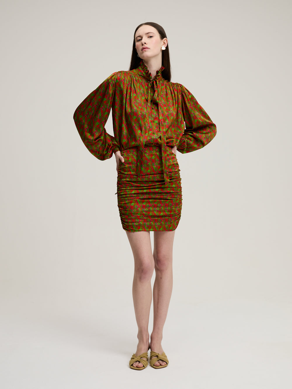 NIKI RED FLORAL SKIRT