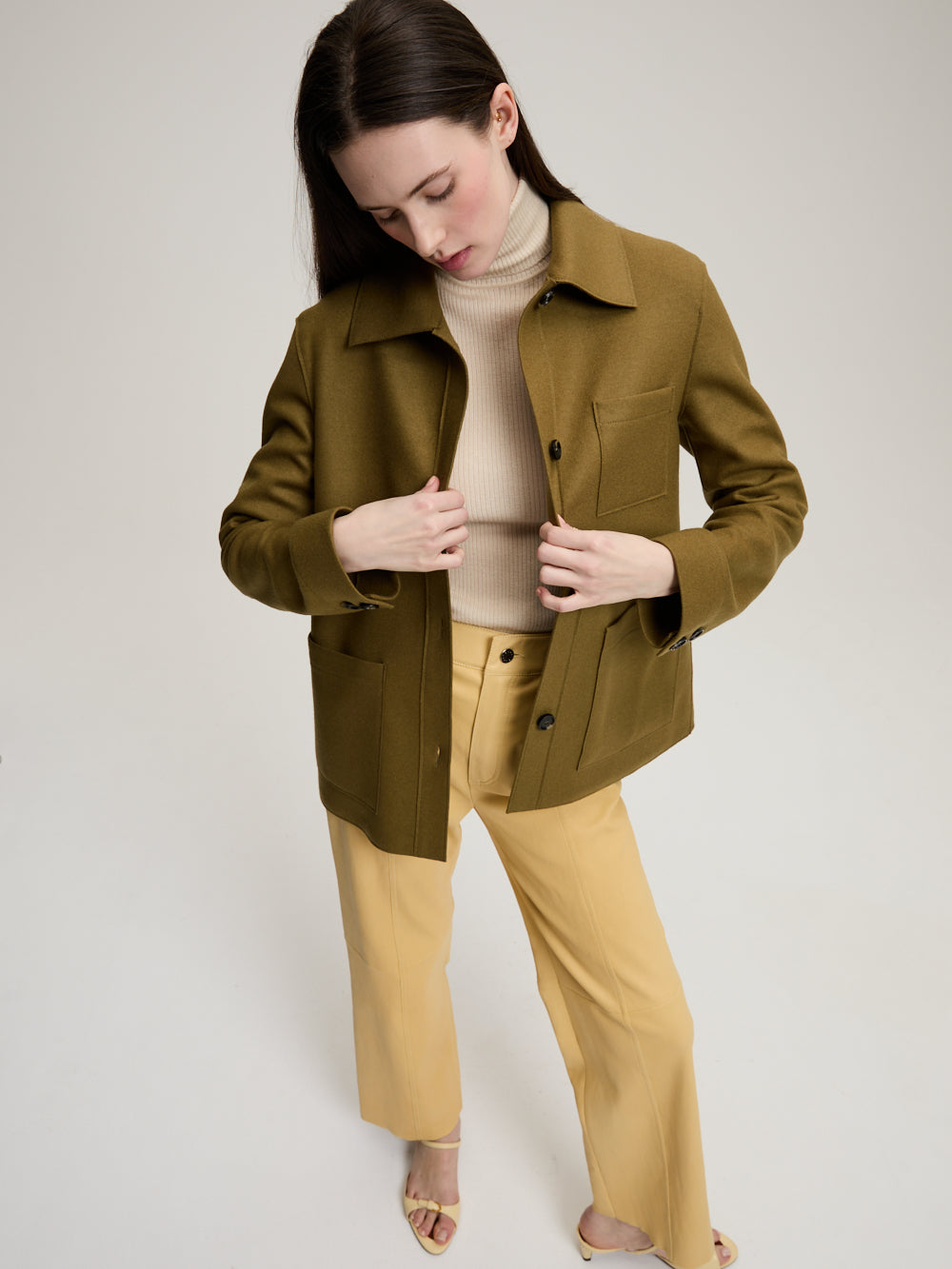 OLIVE CASHMERE WORK JACKET