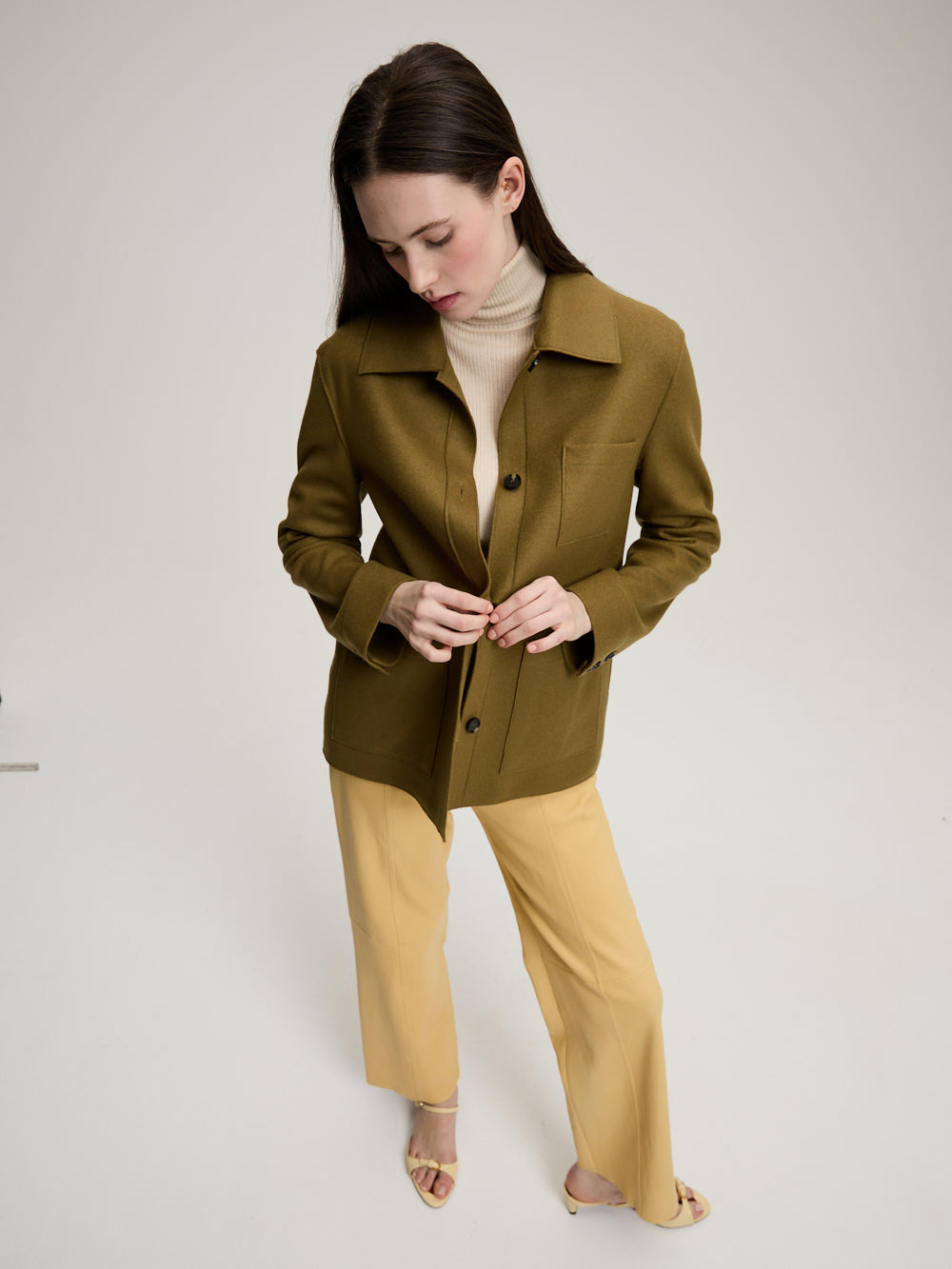 OLIVE CASHMERE WORK JACKET