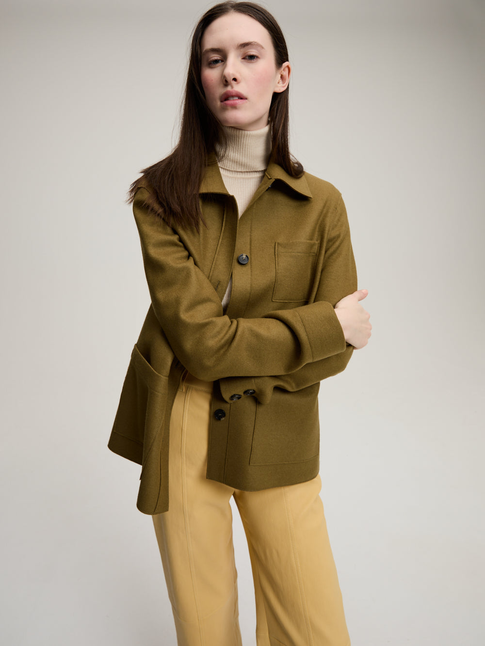 OLIVE CASHMERE WORK JACKET