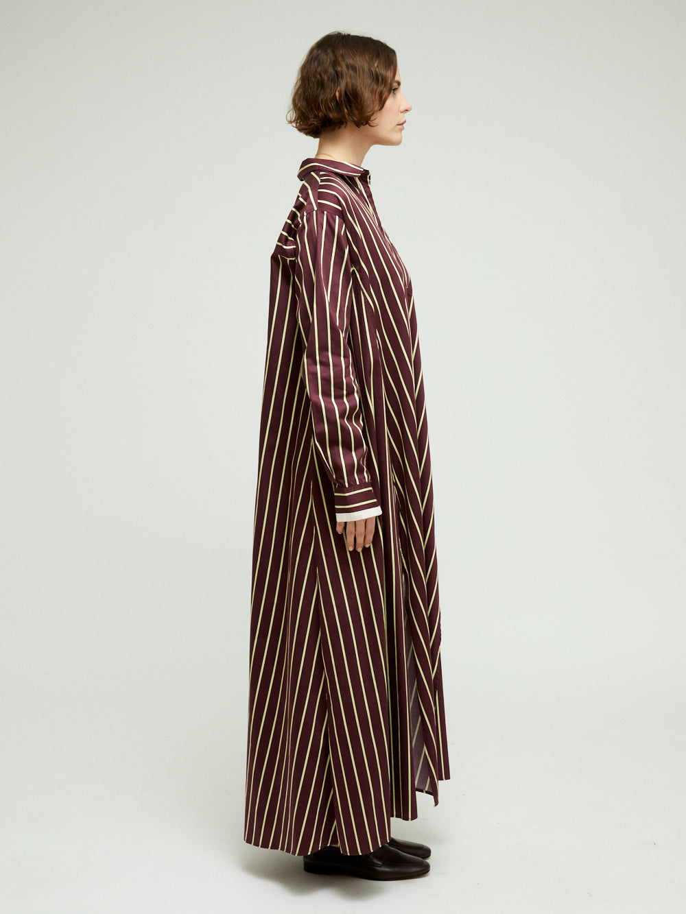 CHIC SATIN STRIPE KAFTAN DRESS