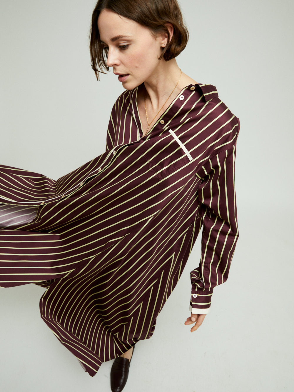 CHIC SATIN STRIPE KAFTAN DRESS