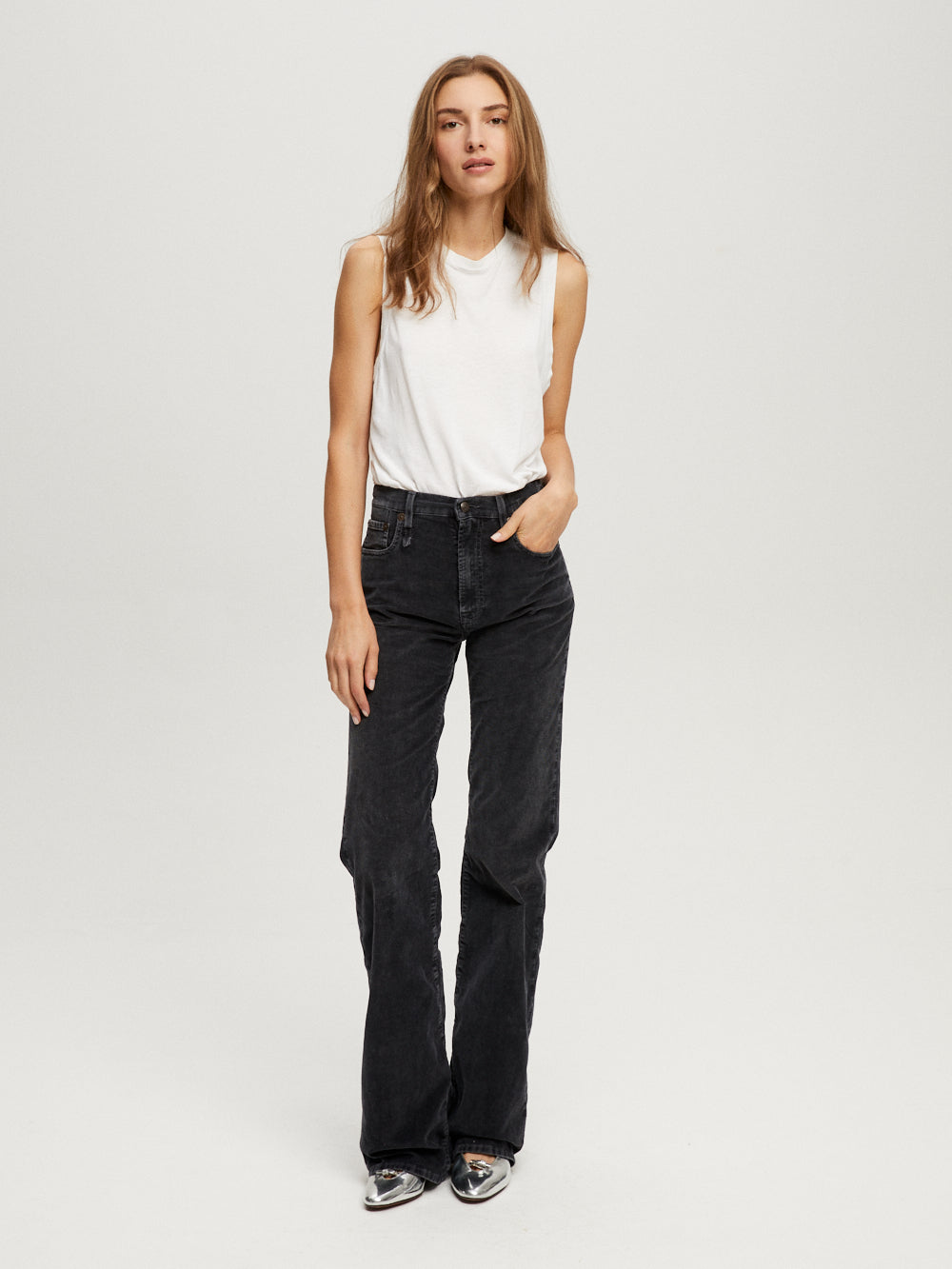 JEAN JANE VELOURS CÔTELÉ OBSIDIAN BLACK