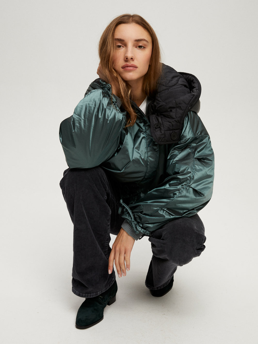 BOMBER PARACHUTE QUILT MINERAL GREEN & BLACK