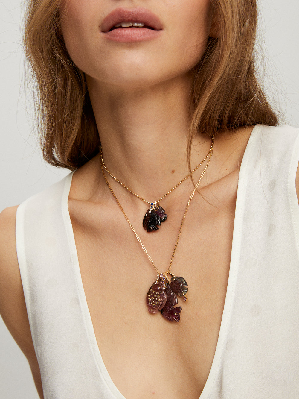 MM FISH PENDANT WITH TOURMALINE AND SAPPHIRES