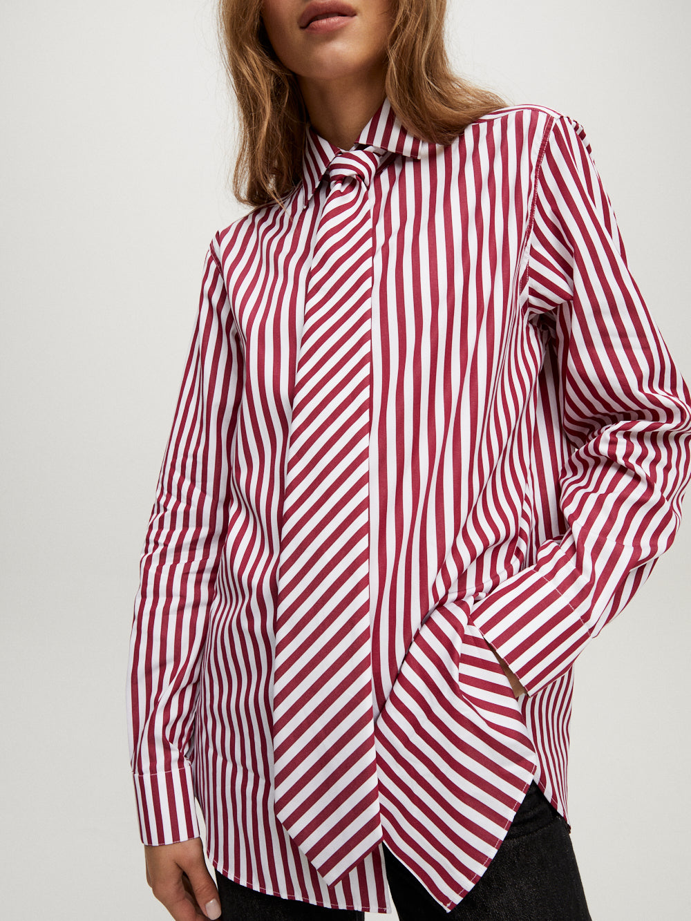 BURGUNDY STRIPED WORK SHIRT