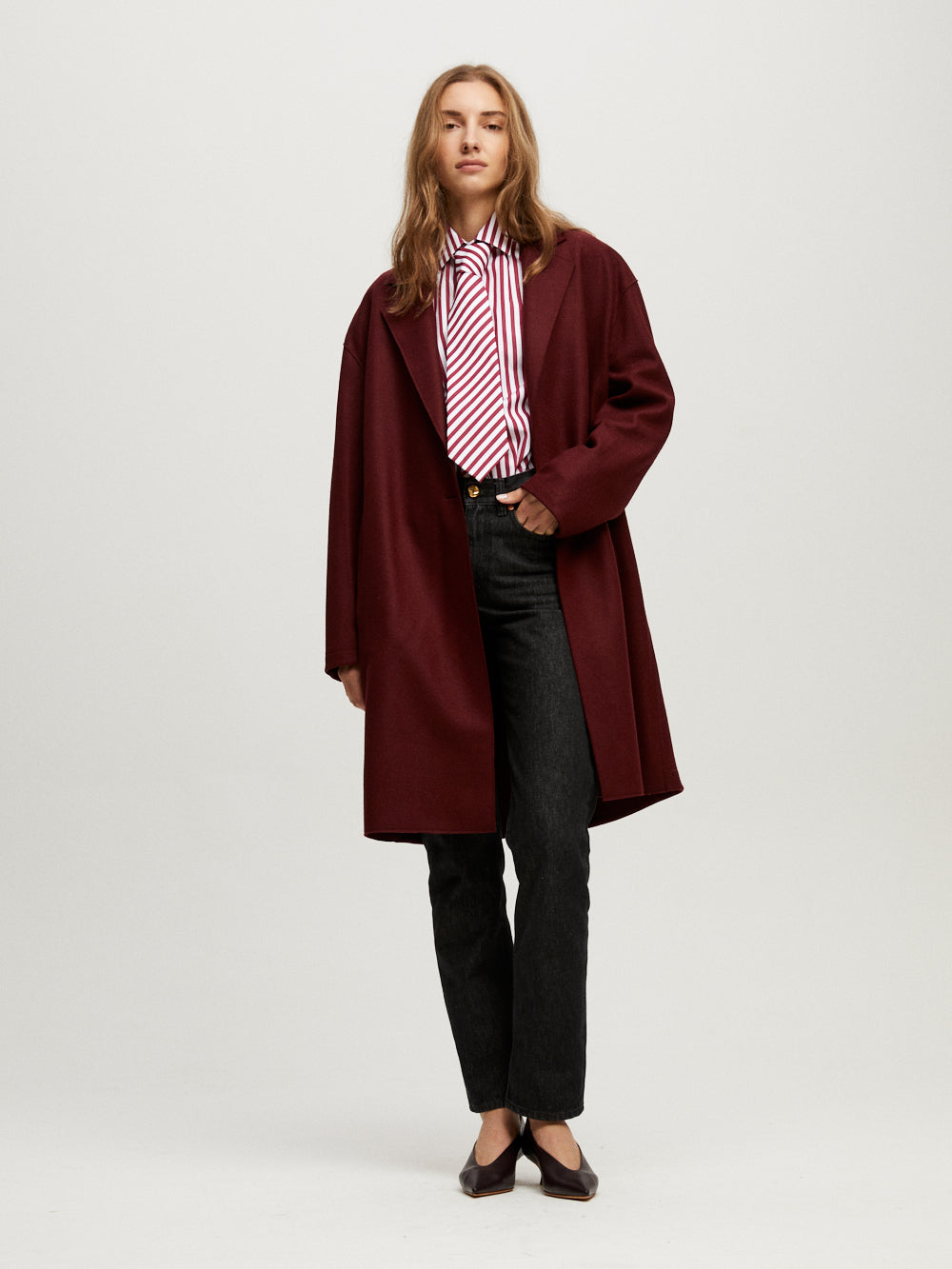 OLIVE CASHMERE OVERSIZED COAT