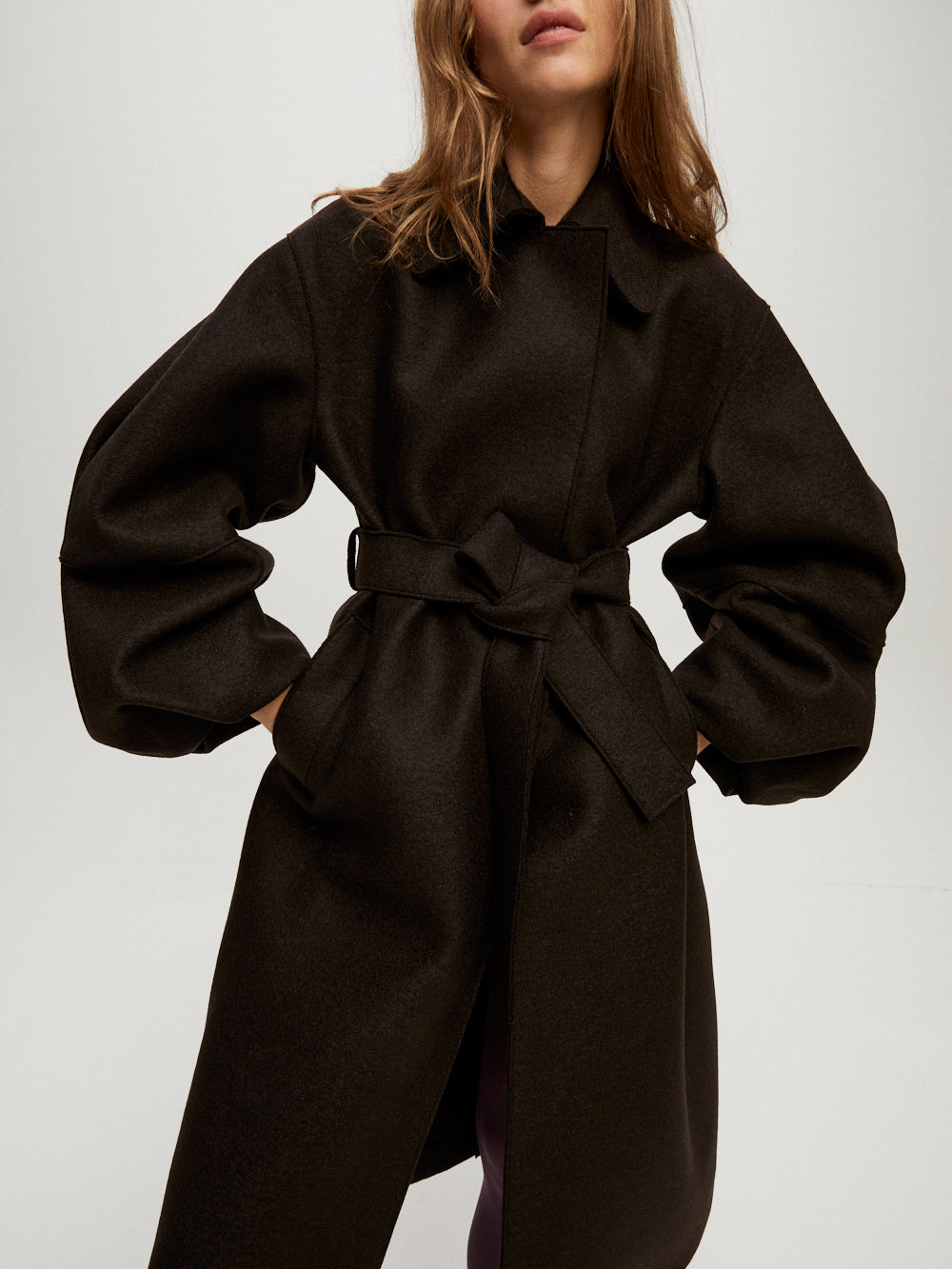 Pressed Puffy Sleeve Coat