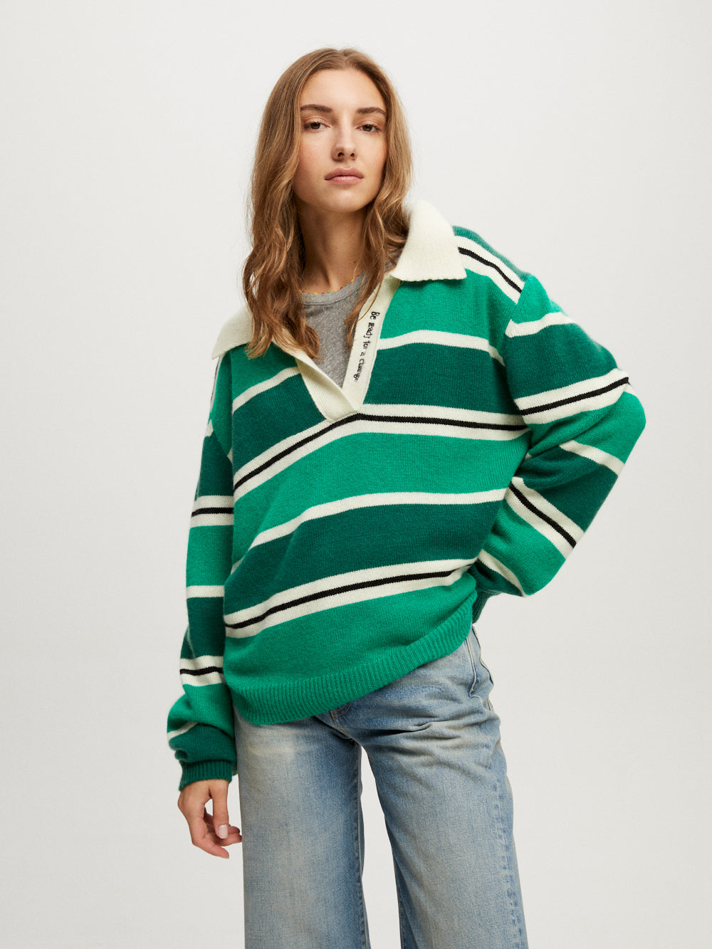 GREEN POLO SWEATER