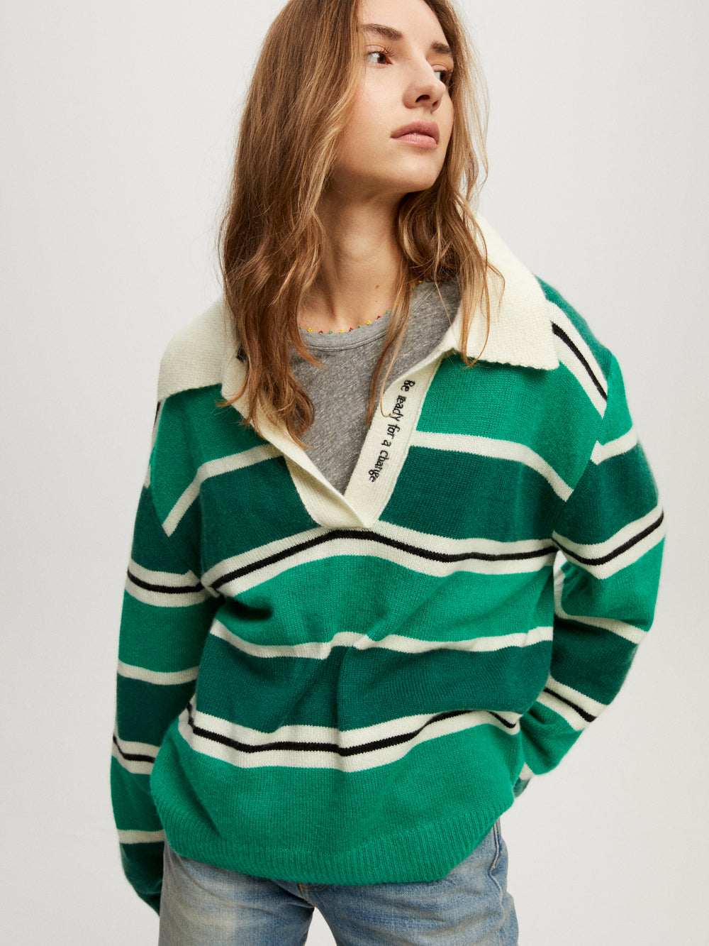 GREEN POLO SWEATER