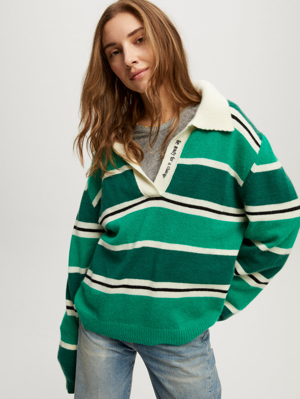 GREEN POLO SWEATER