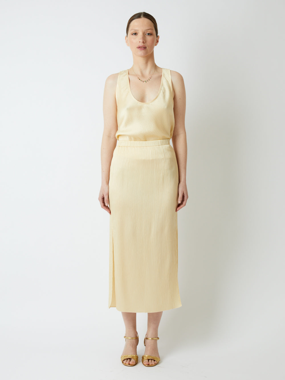 HONEY CREPON VISCOSE SATIN SKIRT