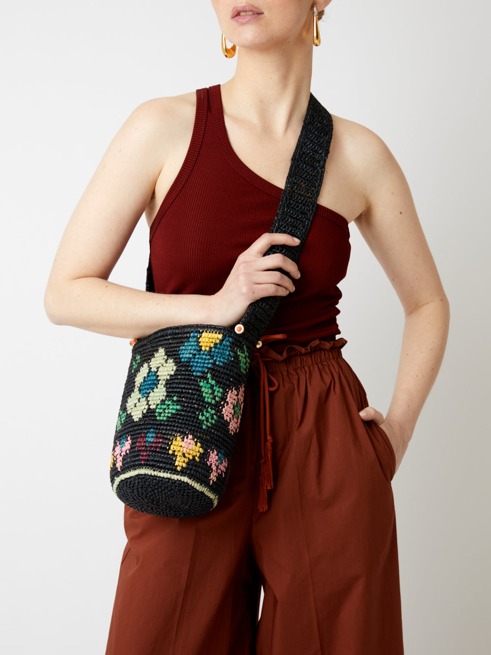 SAC SEAU MINI NERI FIORI