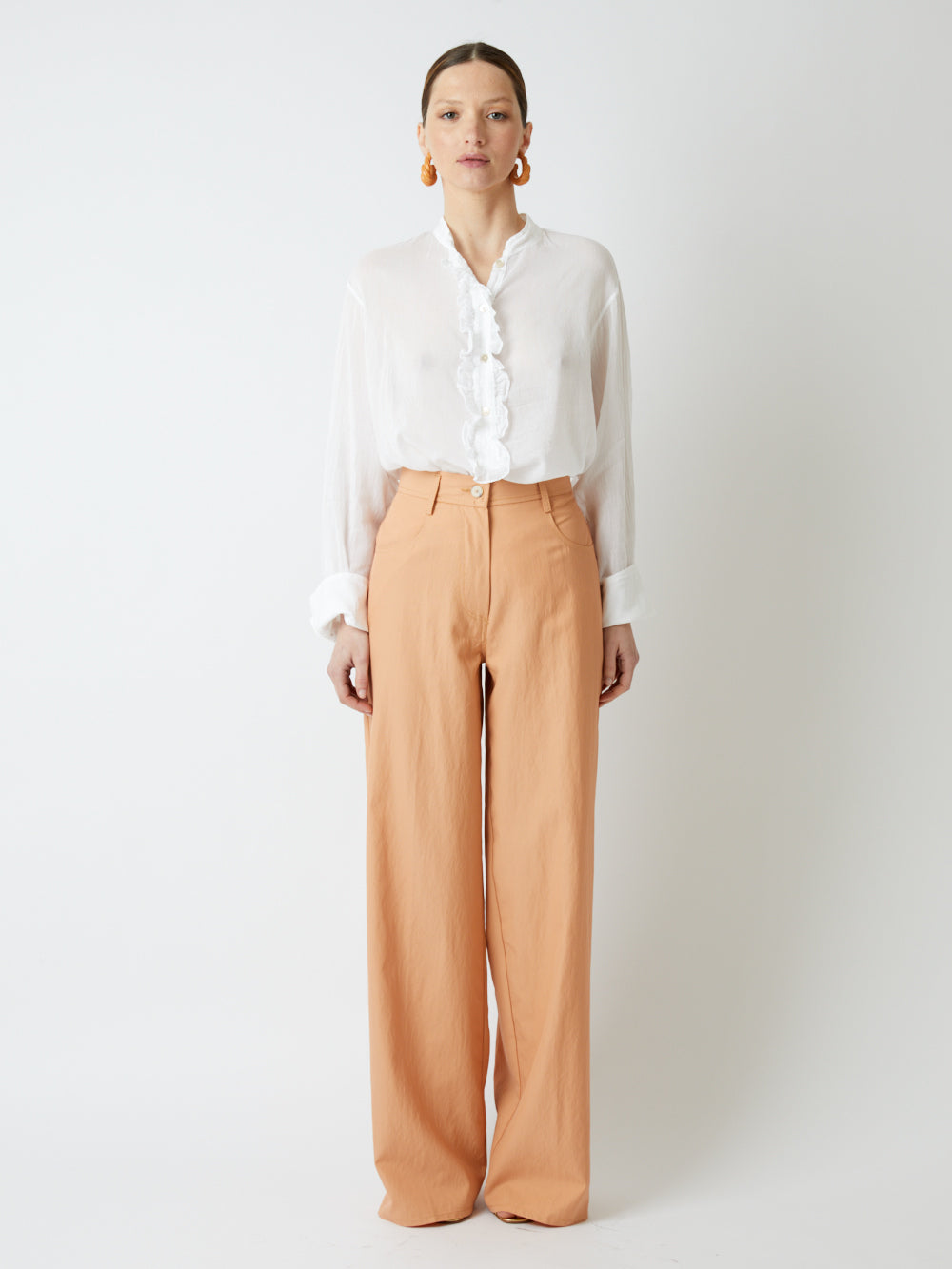 HIGH WAIST STRAIGHT TWILL PANTS
