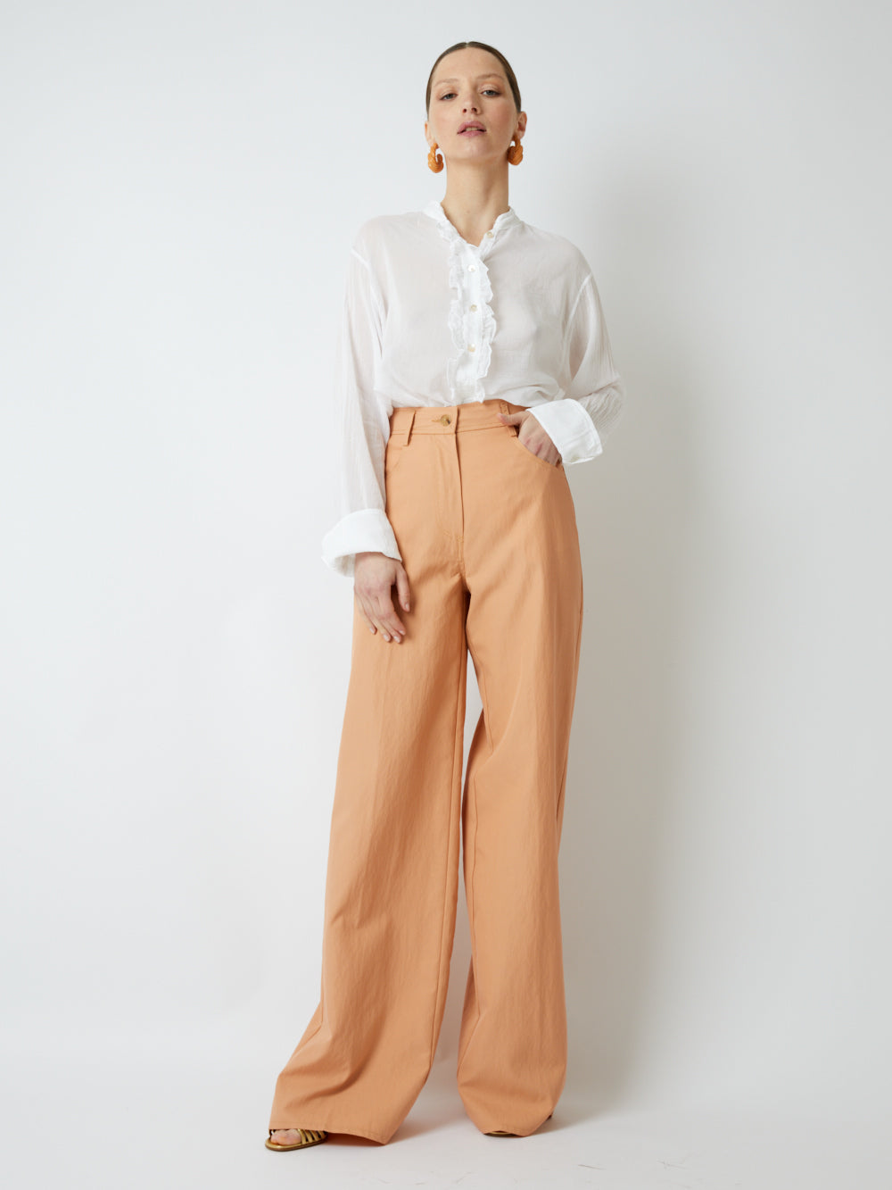 HIGH WAIST STRAIGHT TWILL PANTS
