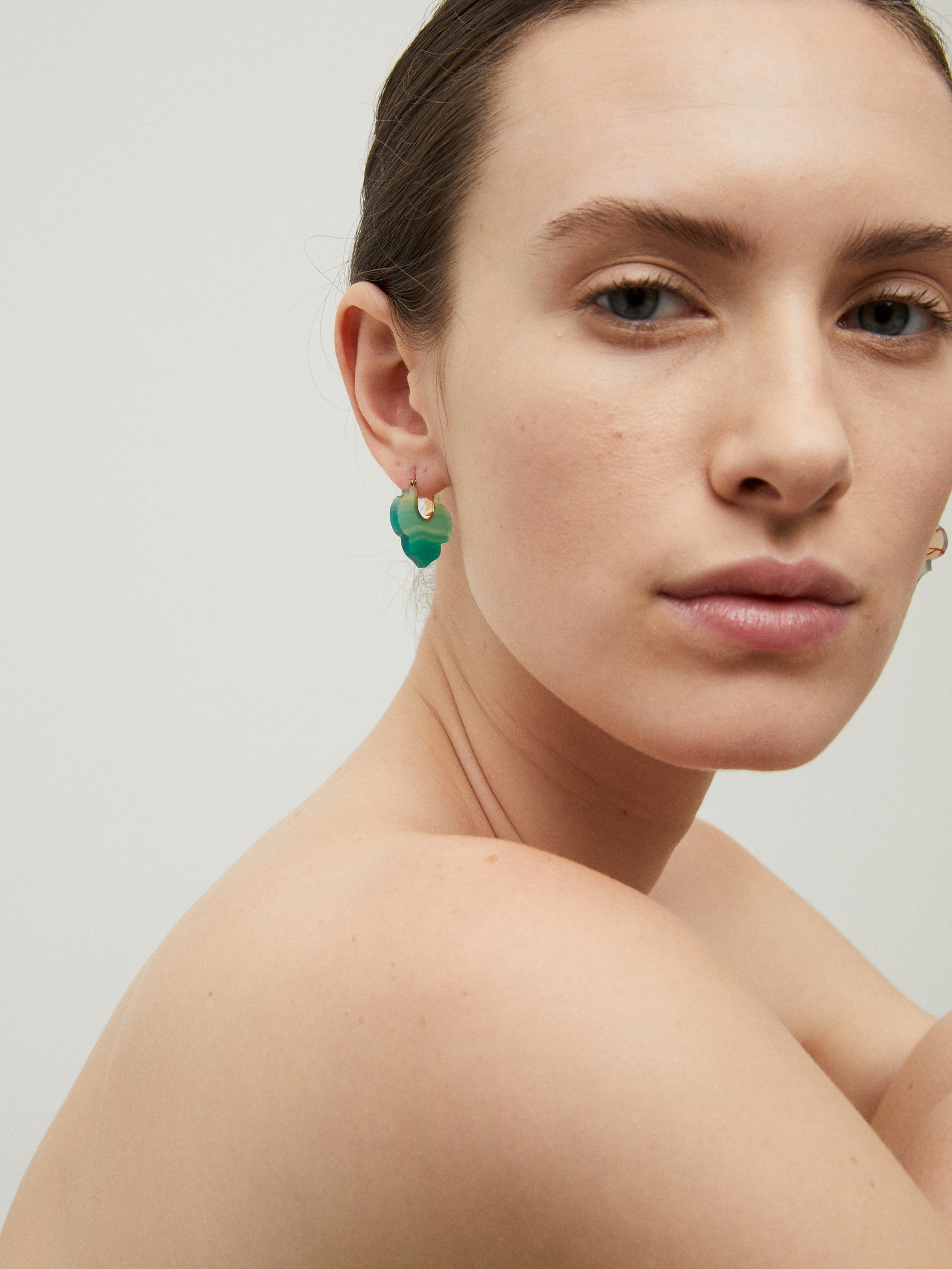 BOUCLES D'OREILLES CREST MOROCCAN AGATE VERTE