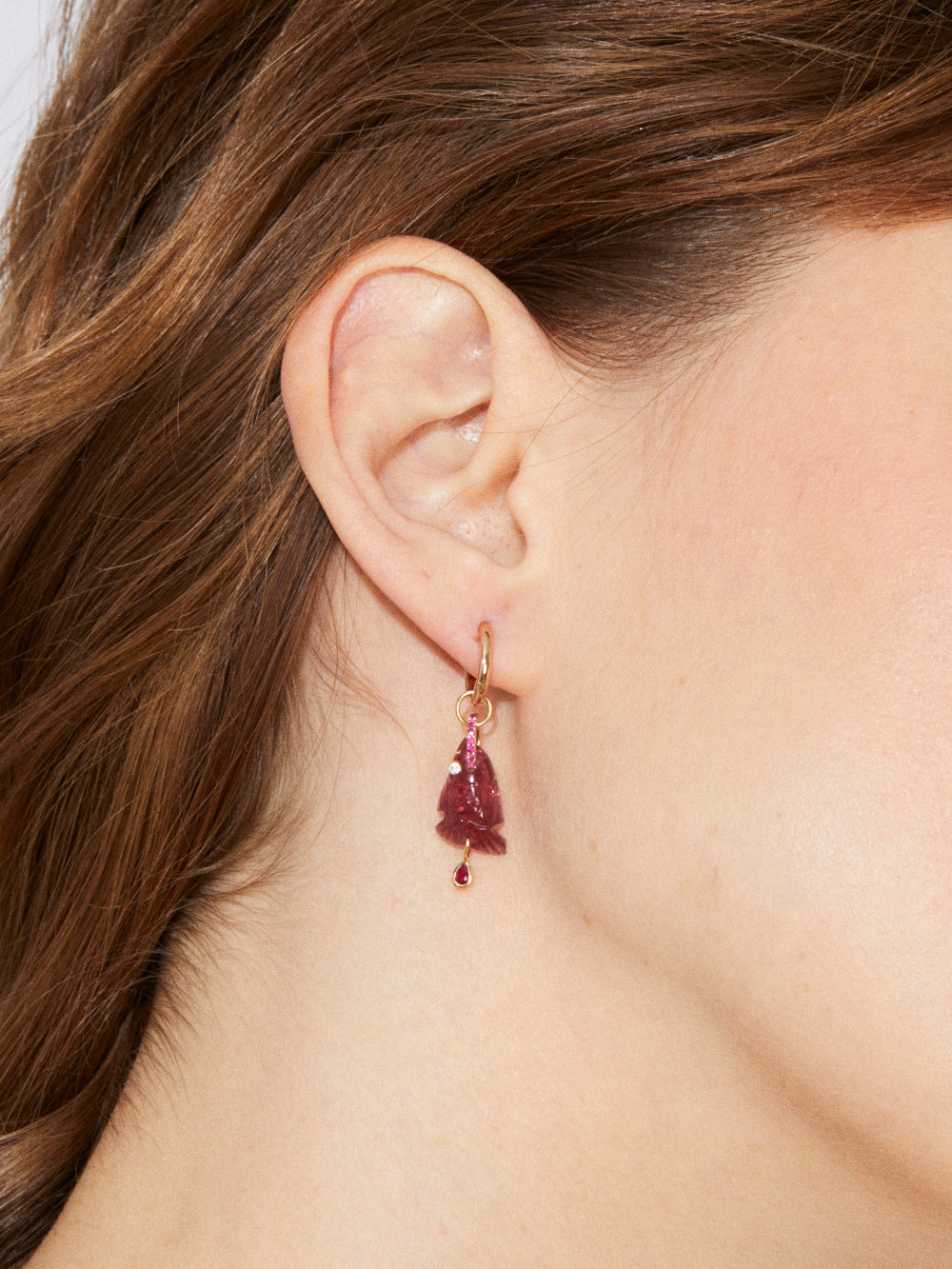 TOURMALINE AND RUBY CREOLE FISH EARRING