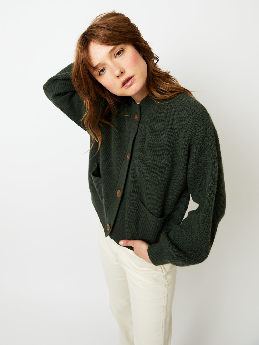 ROY MILITARY GREEN CARDIGAN 