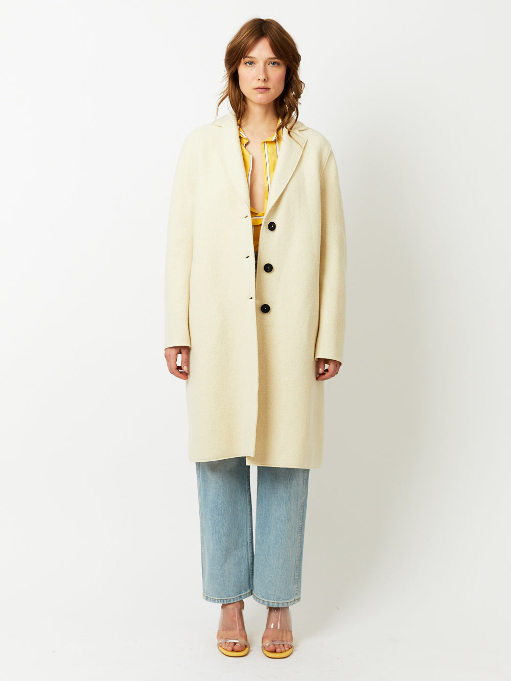 MANTEAU OVERCOAT BOILED WOOL NATURAL OFF WHITE
