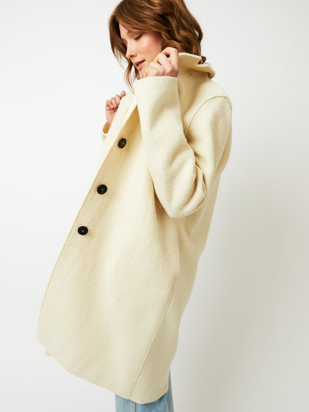 MANTEAU OVERCOAT BOILED WOOL NATURAL OFF WHITE