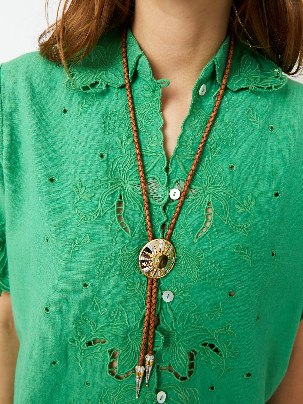 LARGE CAMEL BOLO TIE NECKLACE