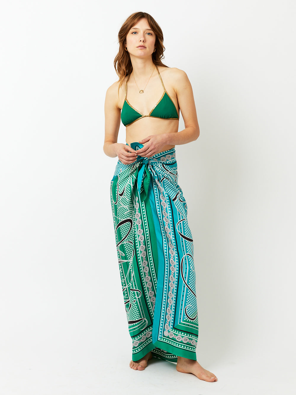 CIN SILK SKIRT TURQUOISE GREEN