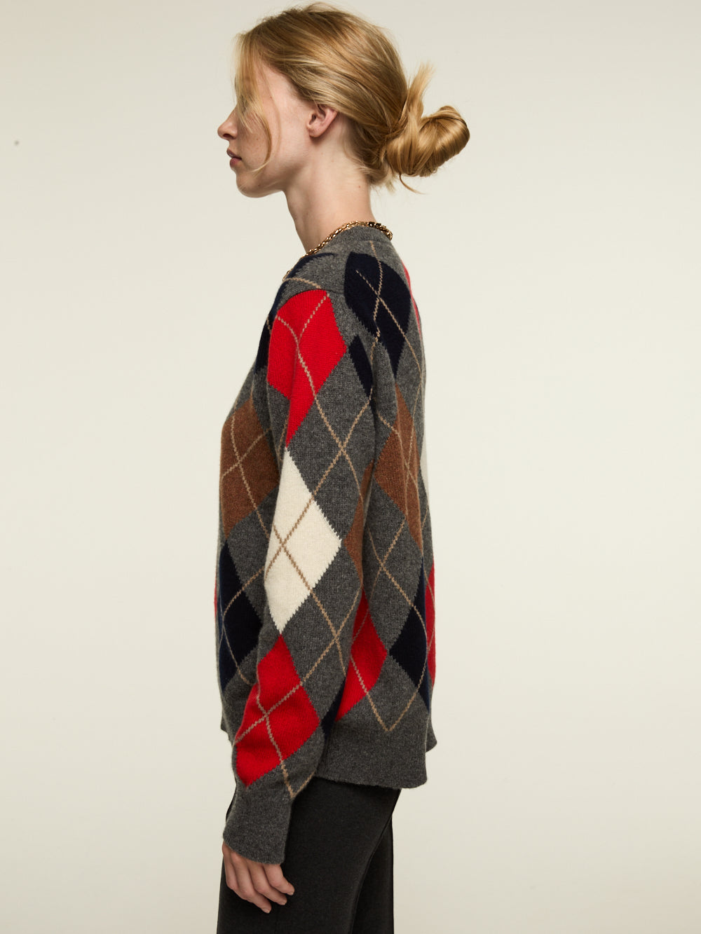 PULL AVA ARGYLE DERBY GREY RED & WHITE