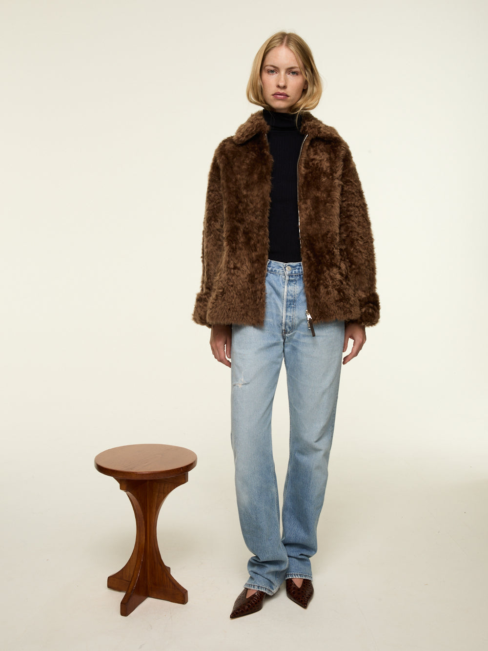 VESTE JOJI LACON TEDDY MOGANO