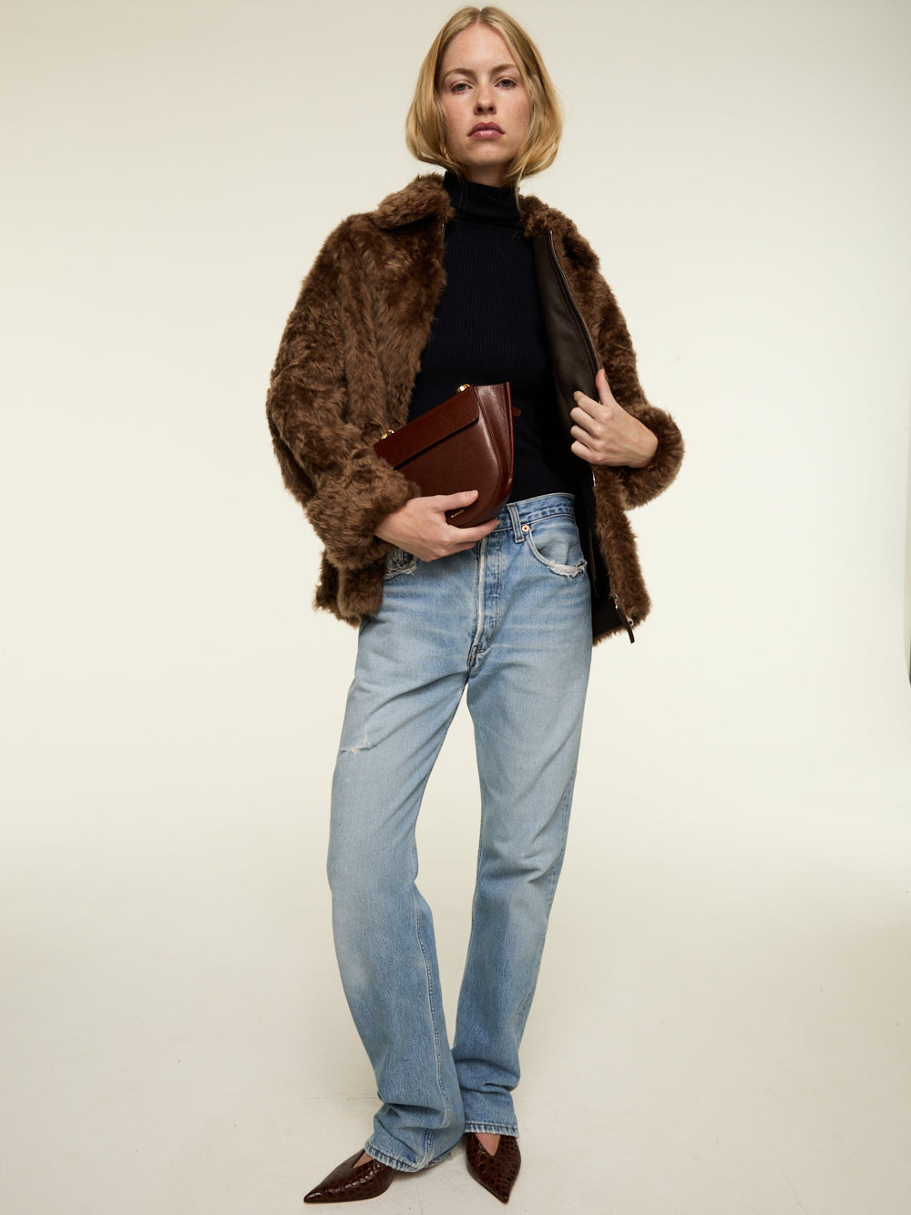 VESTE JOJI LACON TEDDY MOGANO