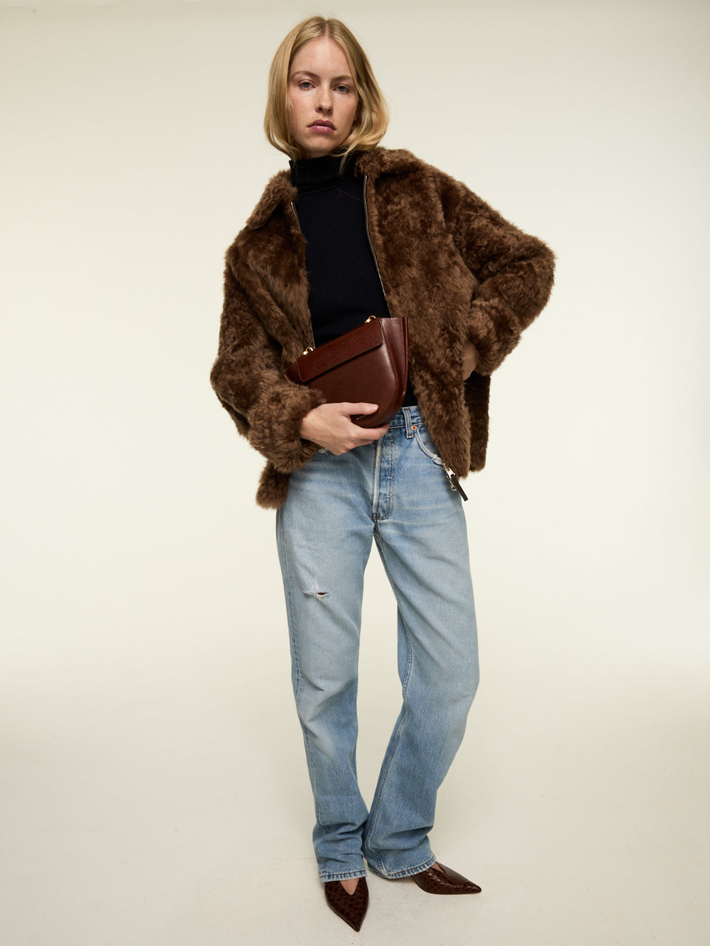 VESTE JOJI LACON TEDDY MOGANO
