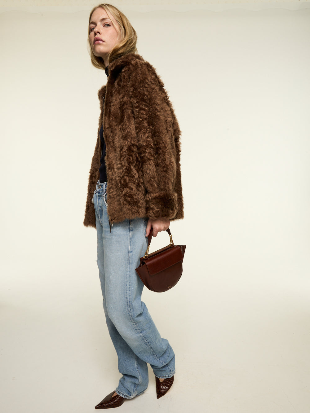 VESTE JOJI LACON TEDDY MOGANO