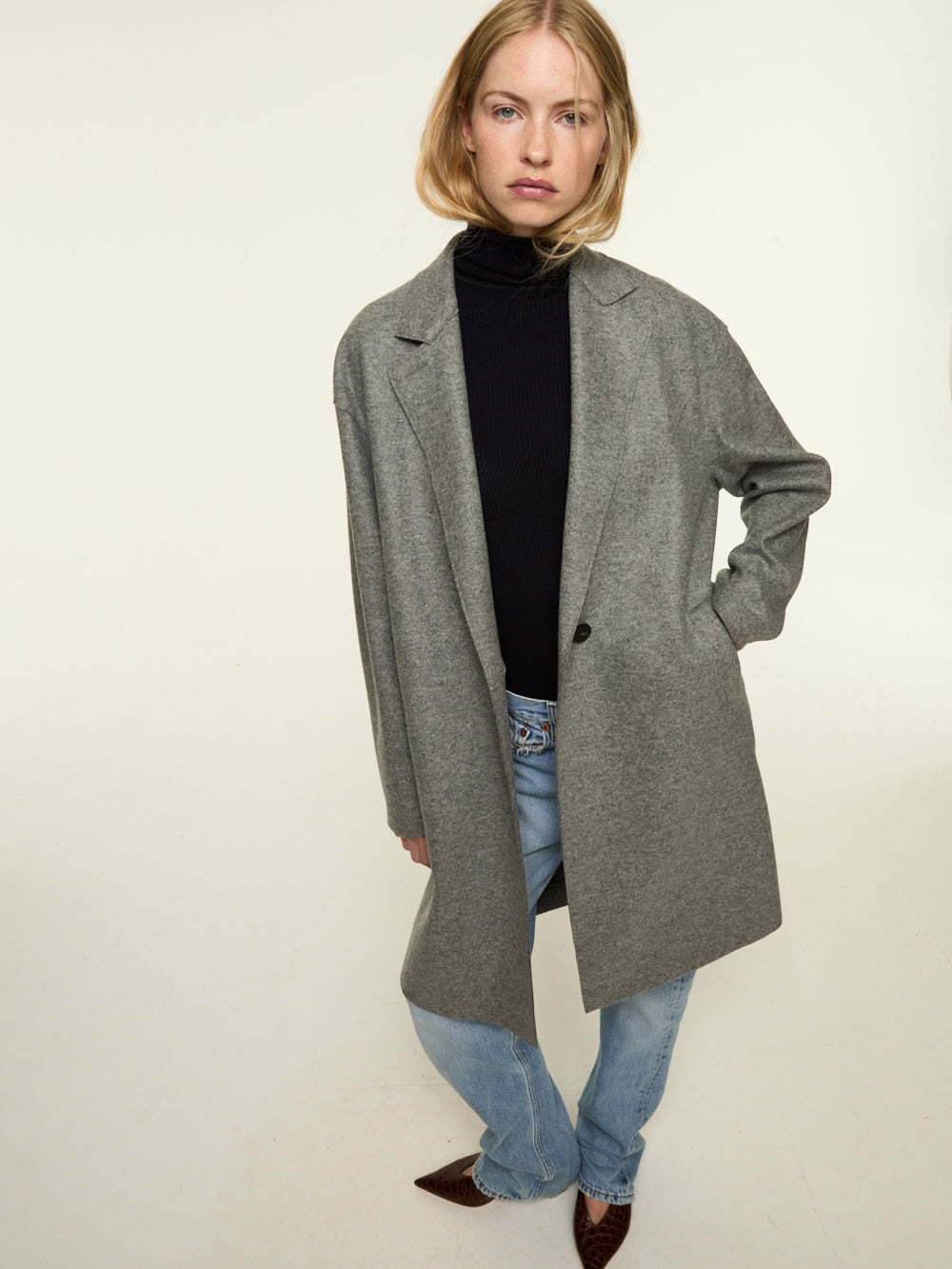 MANTEAU OVERSIZE CACHEMIRE LIGHT GREY