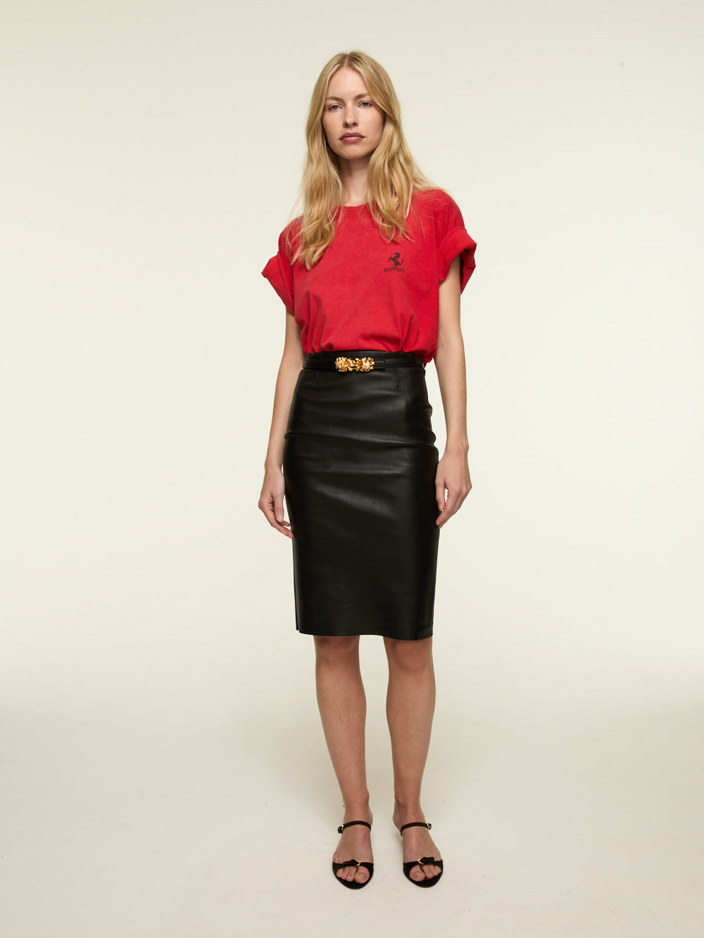 GILDA BLACK DIPPED LEATHER SKIRT