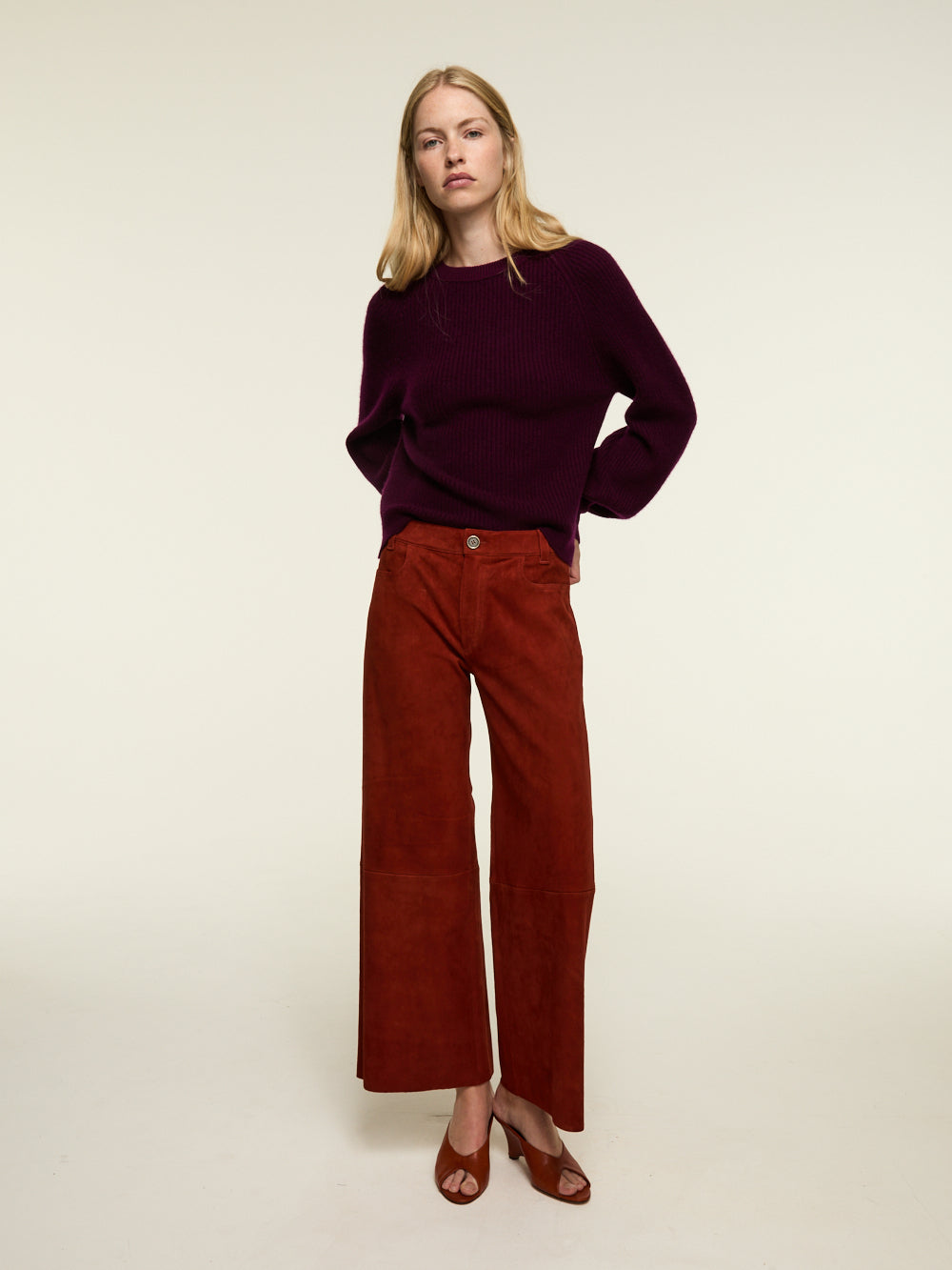 LILOU VELVET RUST TROUSERS