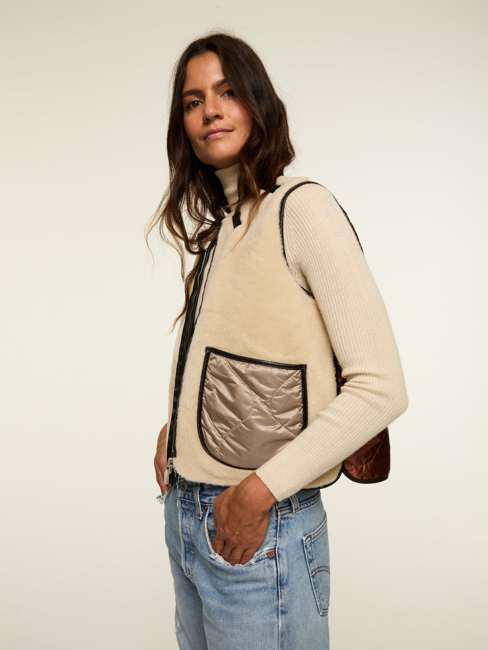 VESTE CROPPPED AVIATOR OXBLOOD AMBER