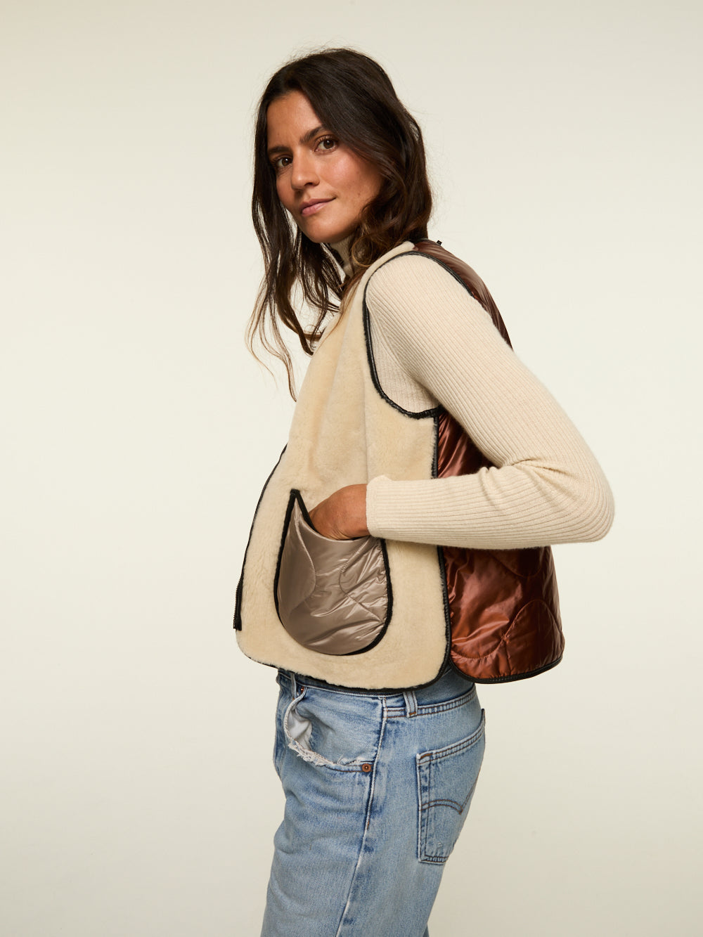 VESTE CROPPPED AVIATOR OXBLOOD AMBER