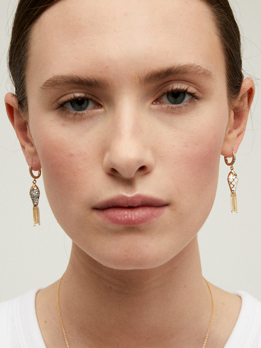 BOUCLE D'OREILLE POISSON IVOIRE & DIAMANT