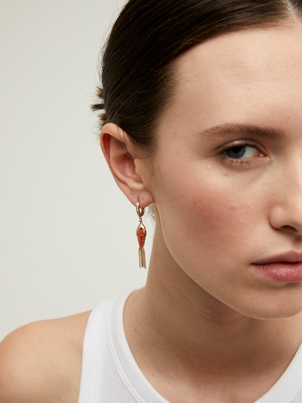 ORANGE SAPPHIRE FISH EARRING