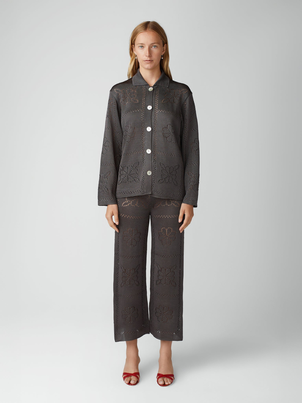 CHARCOAL FLORAL TROUSERS