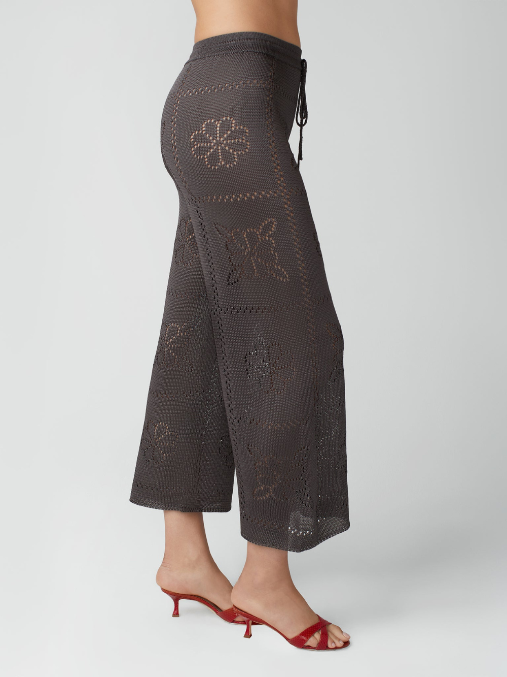 CHARCOAL FLORAL TROUSERS