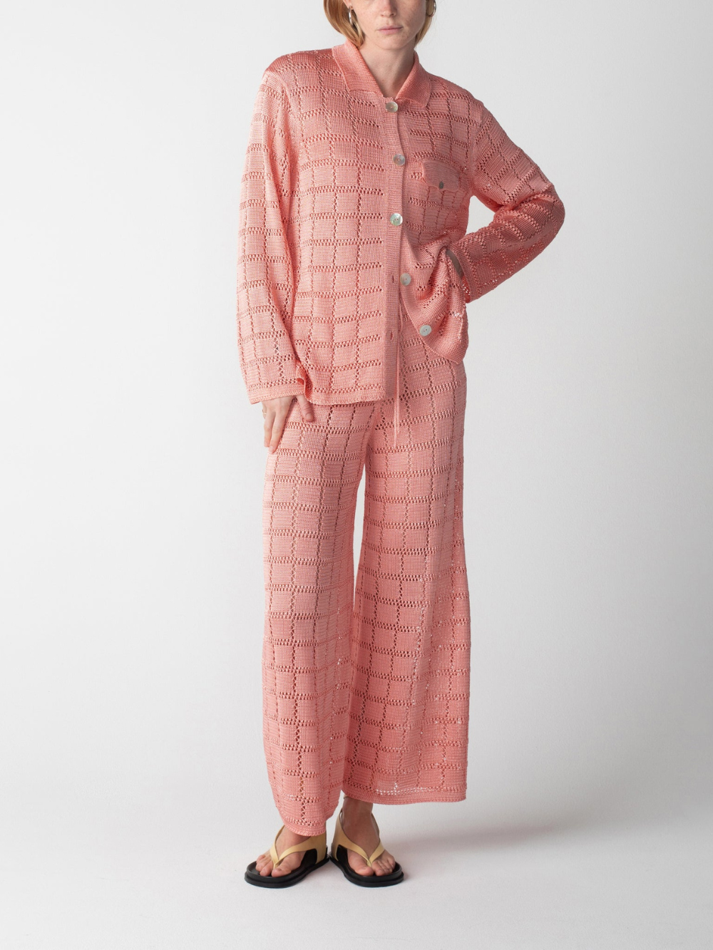 SHELL PINK PATCHWORK TROUSERS